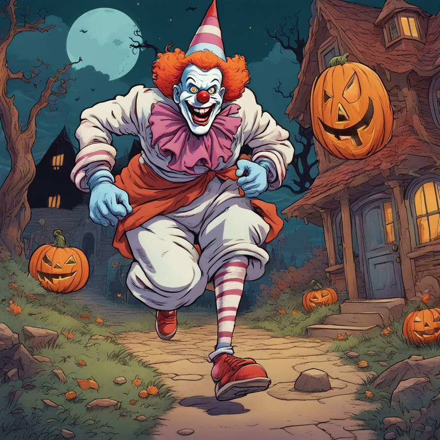 Bozo The Clown Running From Ghosts On Halloween Ni by michaelamanor on ...