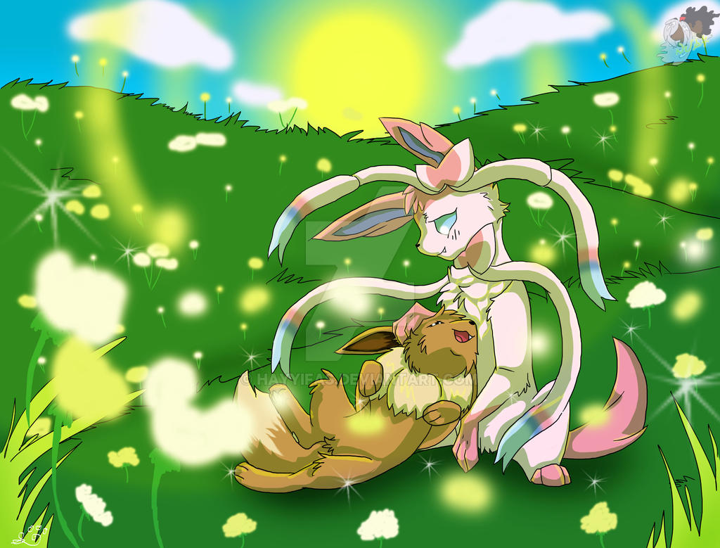 Eevee and Sylveon (Together Forever) by hayyifas