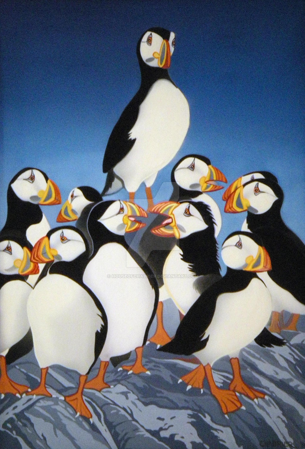 Puffins Painting for Poster