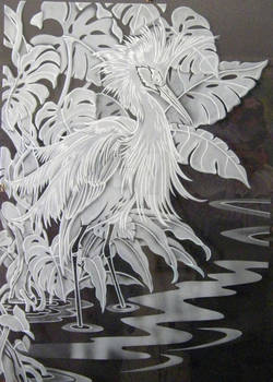 Etched Glass Egret