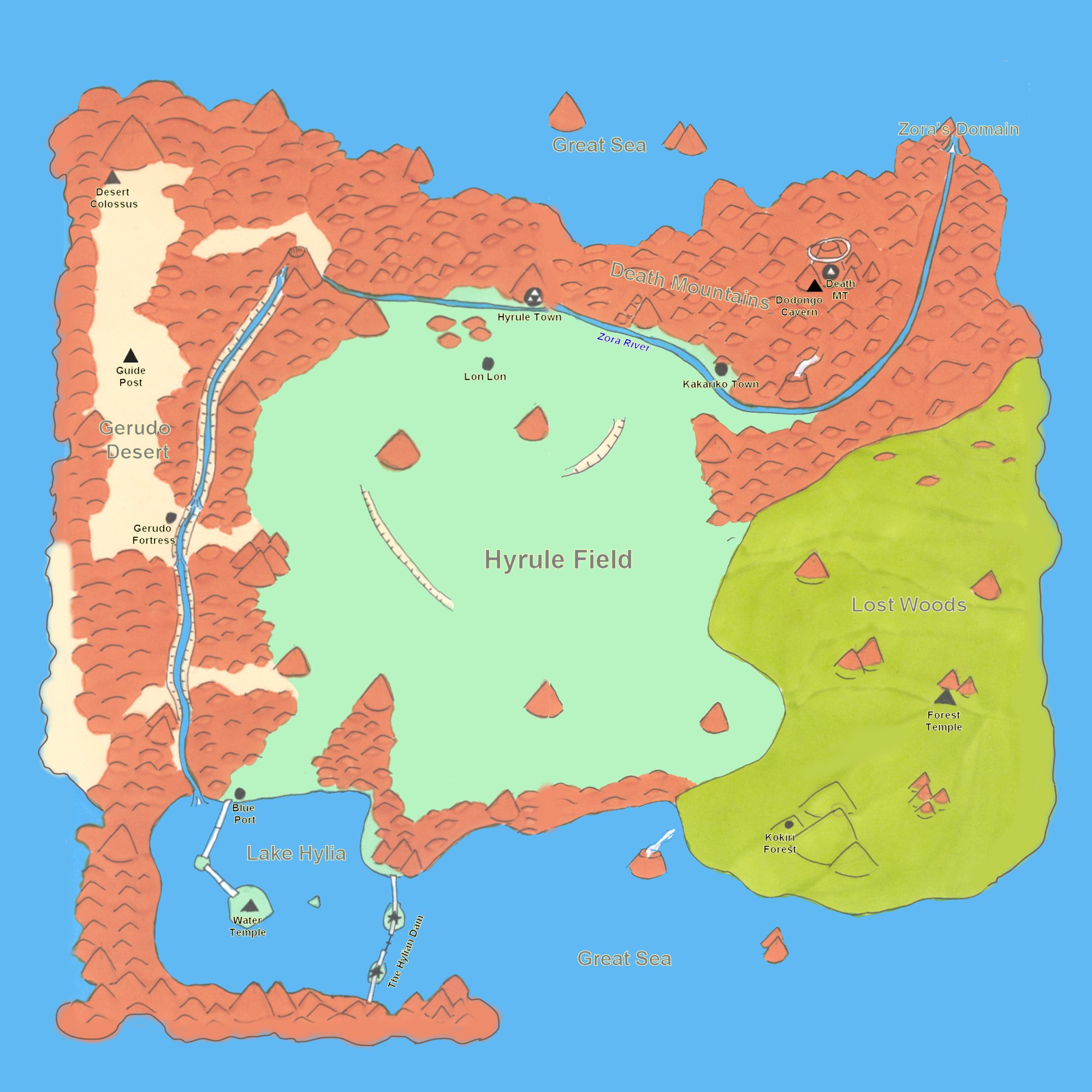 map of hyrule by OuroborosI on DeviantArt