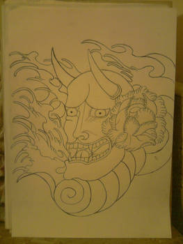 Hannya mask tattoo Step I