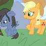 Applejack and my OC Clumsy Cloud