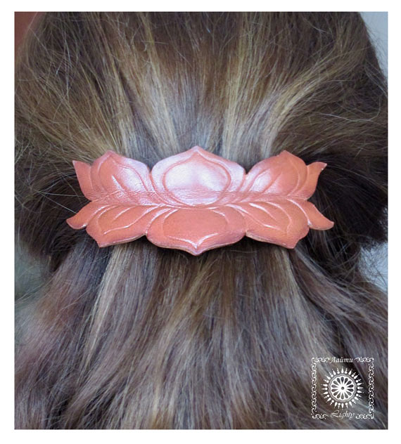 Leather barrette. Lotus