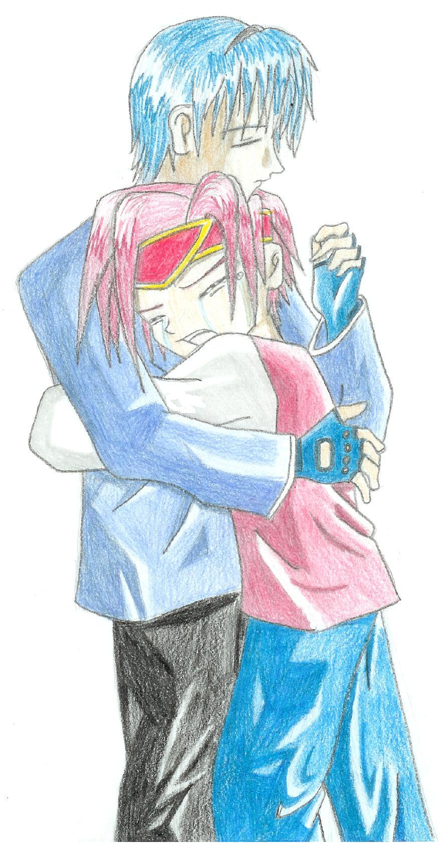 Marth and Roy hugging