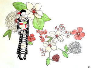 Flowers and Kimono