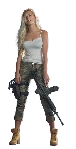 Sexy Girl with M16 Standing