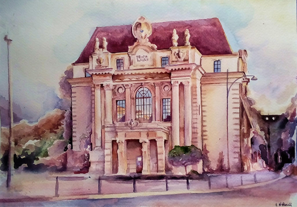 Teatr Lalek-Wroclaw, Watercolor by Andrzej-Korytkowski