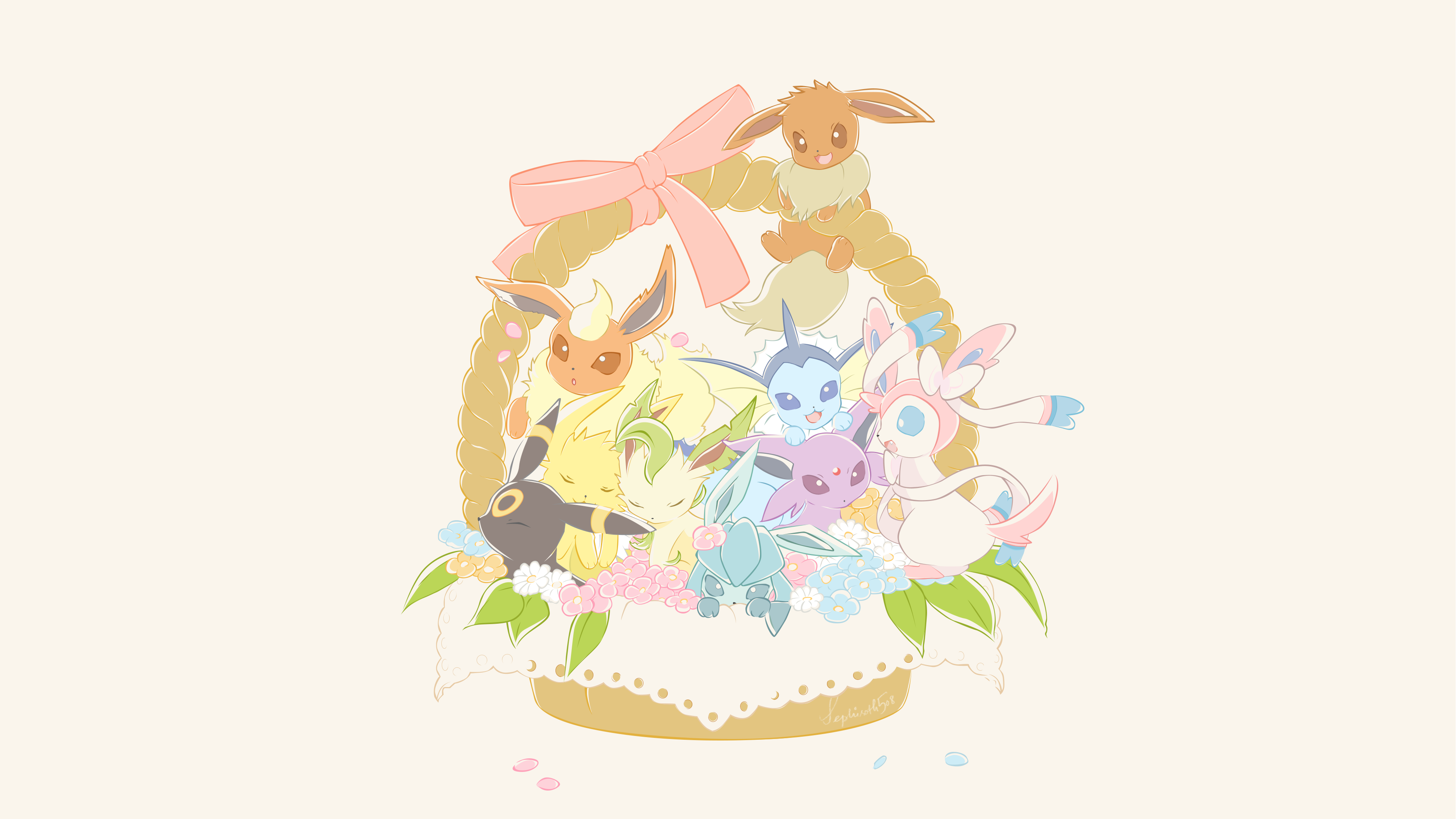 Pokemon: Eeveelutions - Minimalist Wallpaper by Meleusou on DeviantArt