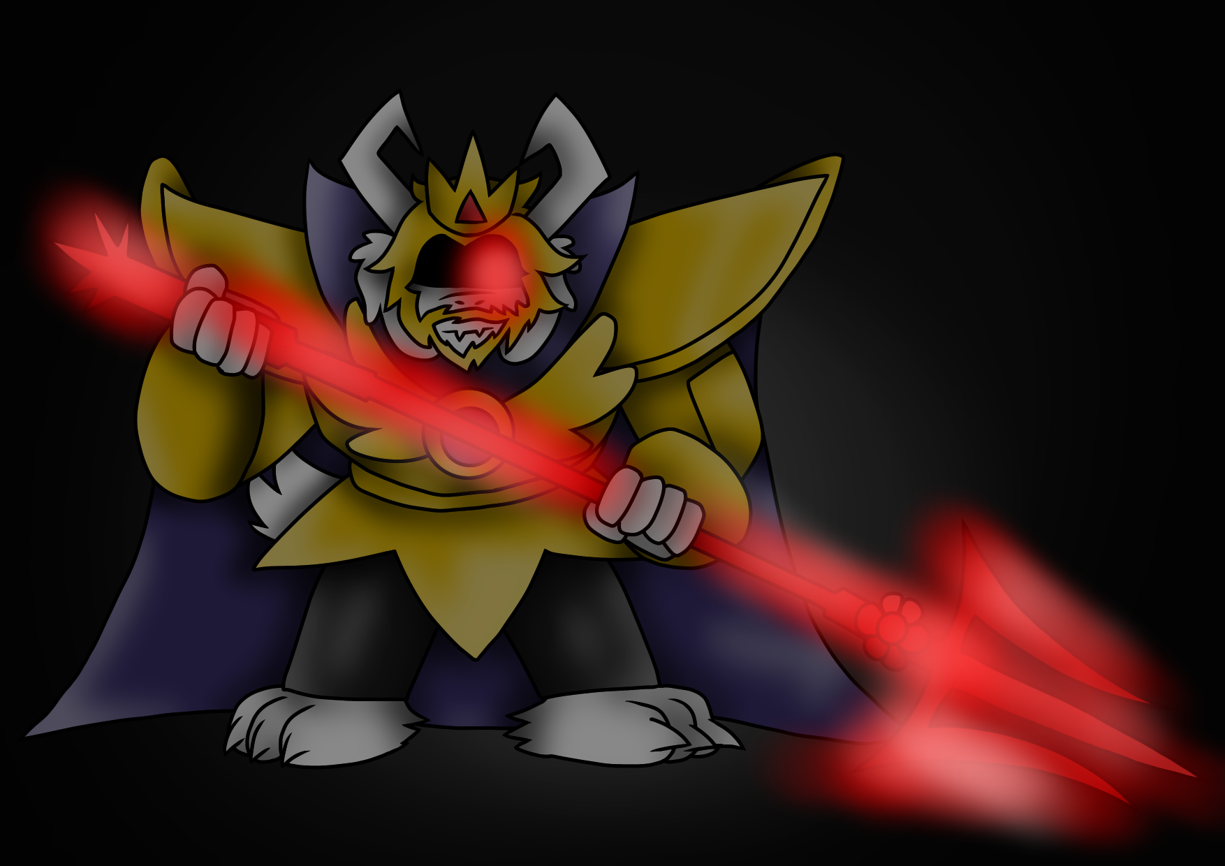 King asgore (glowing red eyes and trident by mylittlepony41 on DeviantArt