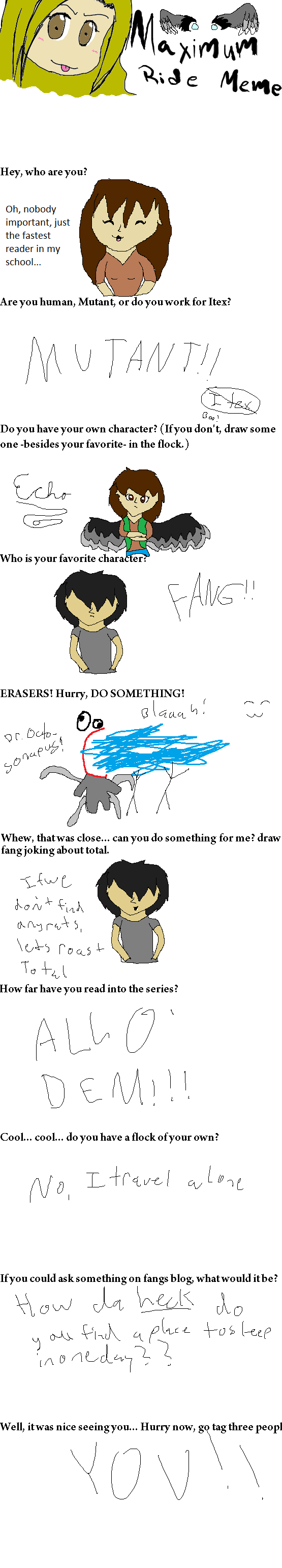 Maximum Ride meme done by swiftforest on DeviantArt