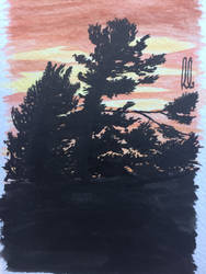 Georgian Bay sunset (Watercolour)