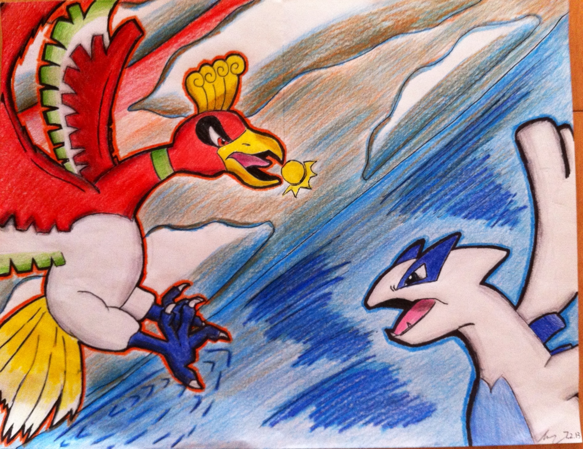 Lugia and Ho-oh by LlKkO on DeviantArt