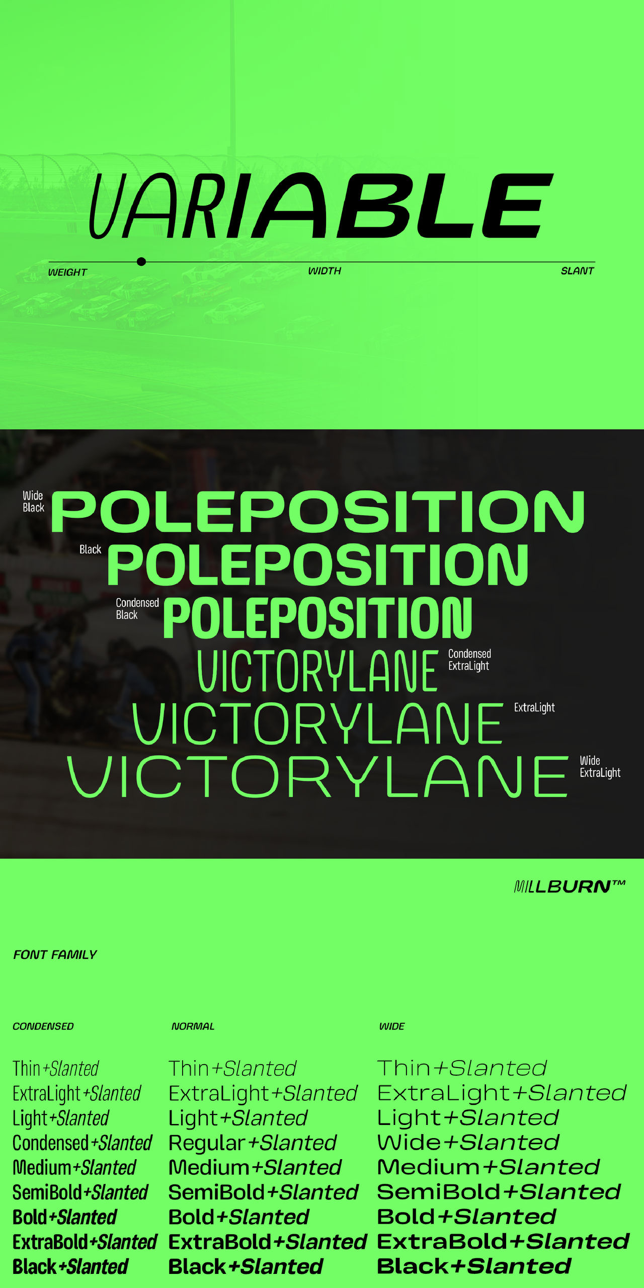 JT Millburn | Sport Racing Font