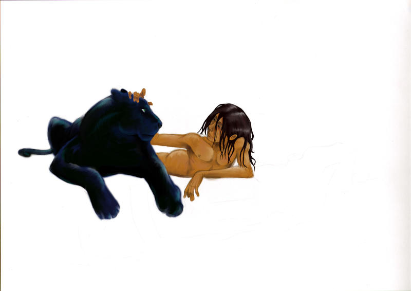 Mowgli and Bagheera colour
