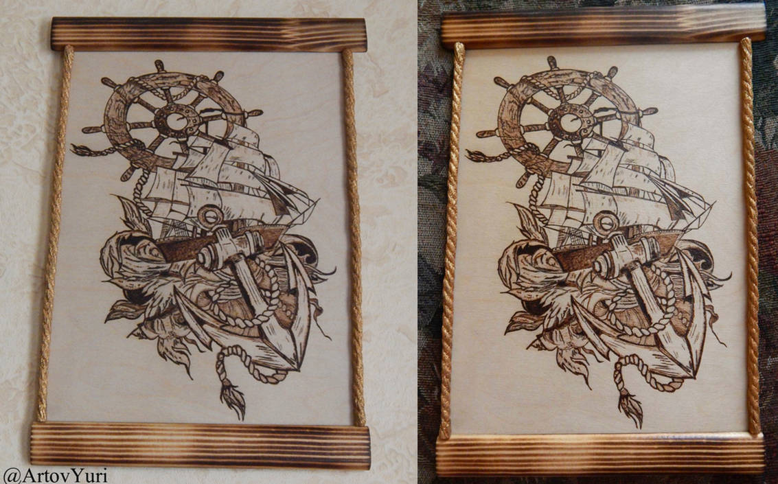 Pyrography Boats Marine art with a ship pyrography by YuriArtov on DeviantArt