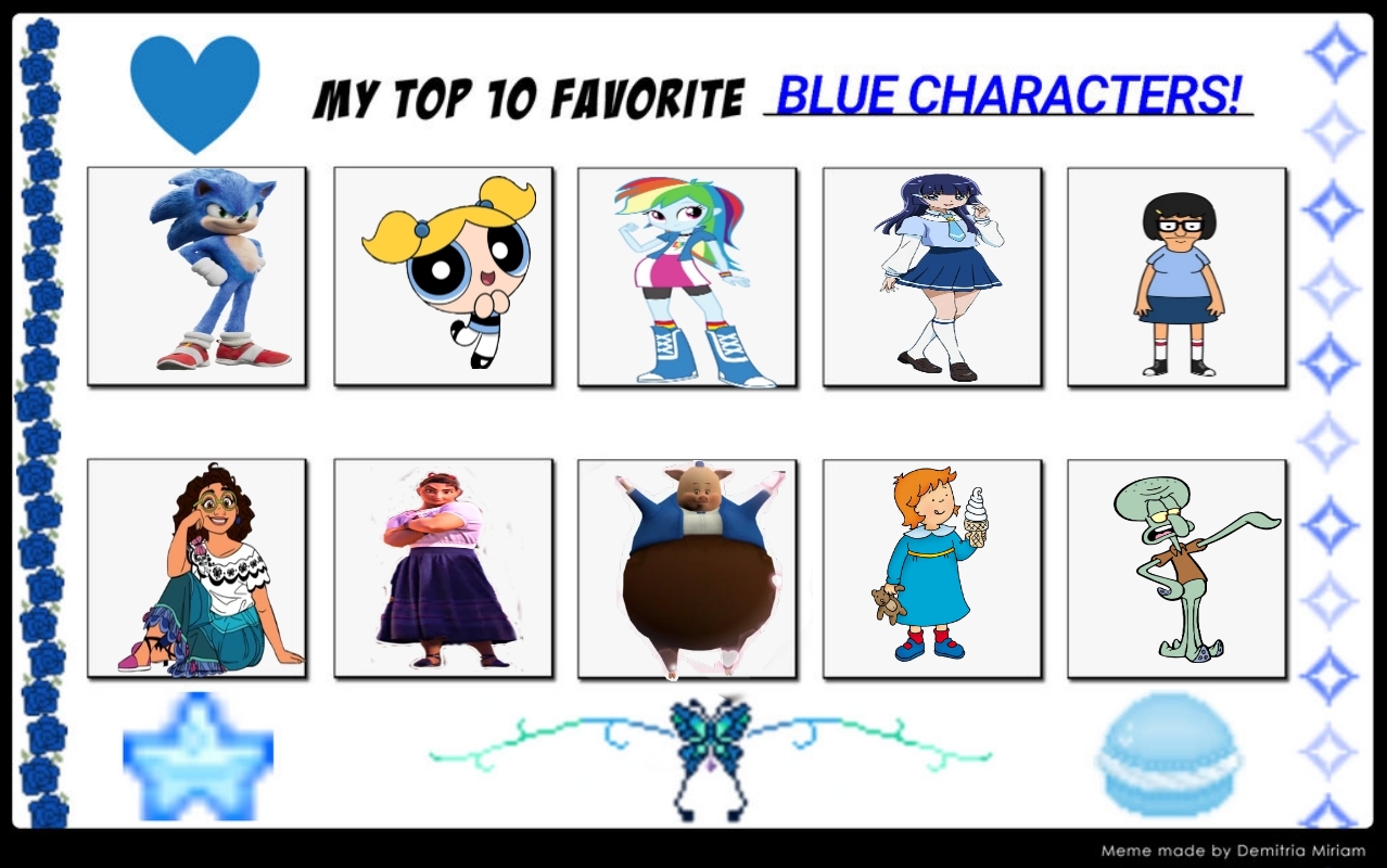 My top 10 favorite blue characters by Maddycuttie7w7return on DeviantArt