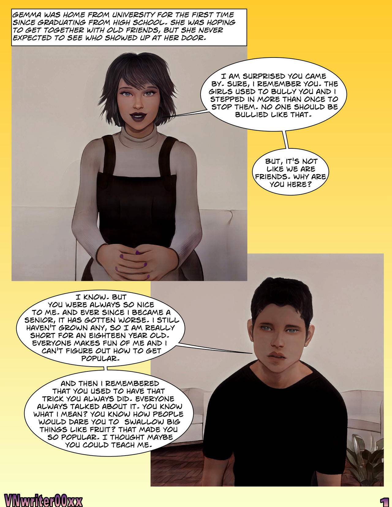 Gemma's Neat Swallowing Trick Willing Vore Comic by VNwriter00xx on