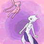 Art Trade - Mew and Mewtwo