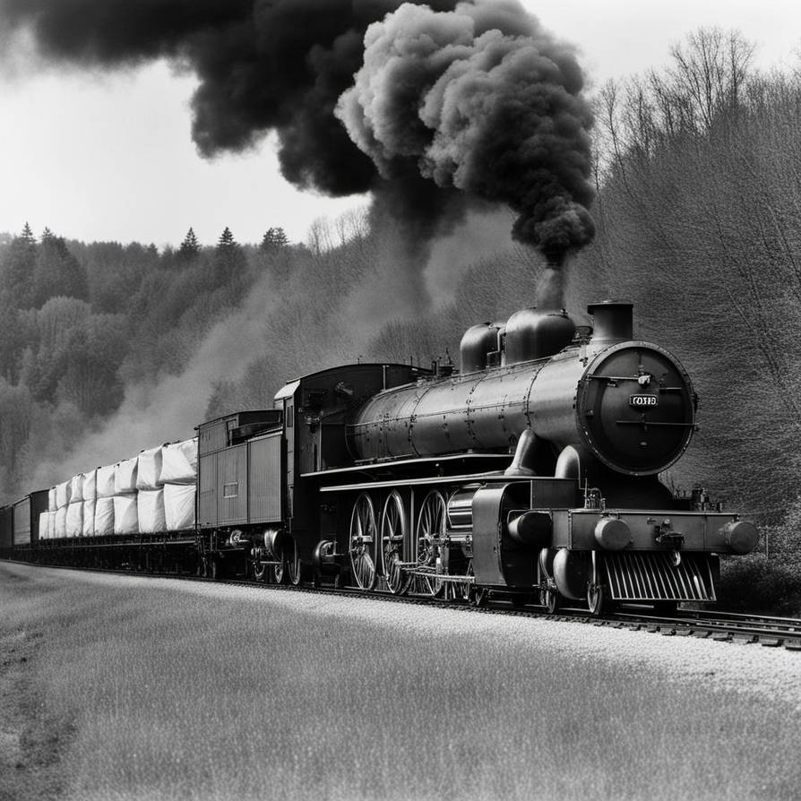 Steam engine hauling long heavy goods train by Unicron97 on DeviantArt