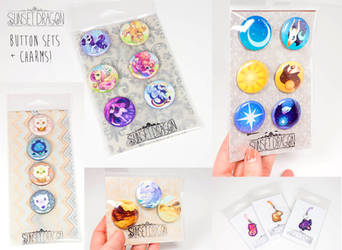 SunsetDragon Button and Charm Sets