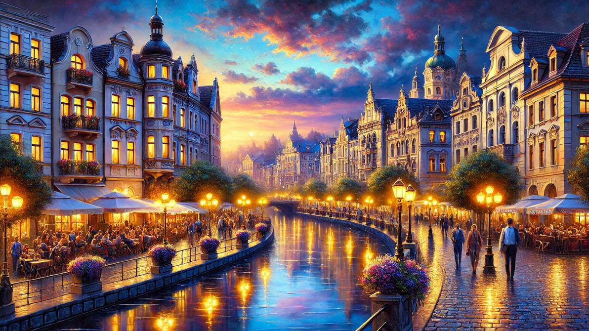 Evening Glow: The Riverside Stroll by pandamilks on DeviantArt