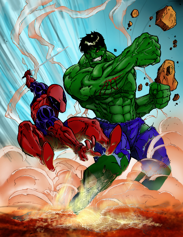 deadpool vs hulk color contest