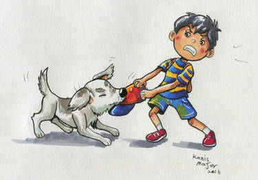 Ness and his dog, King - Art trade