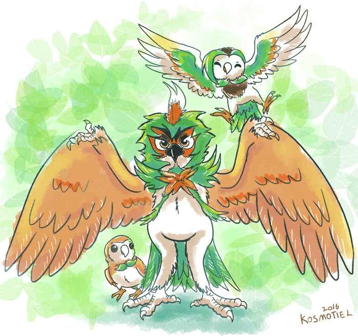 Rowlett Eevolution Line Rowlet Evolution - GIF by Kosmotiel on DeviantArt