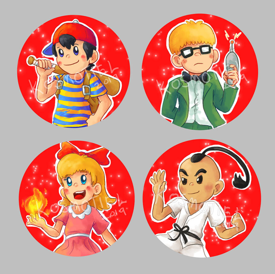 Earthbound Buttons by Kosmotiel
