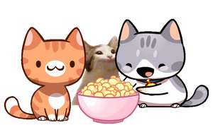 3 Cats Eating Popcorn animation