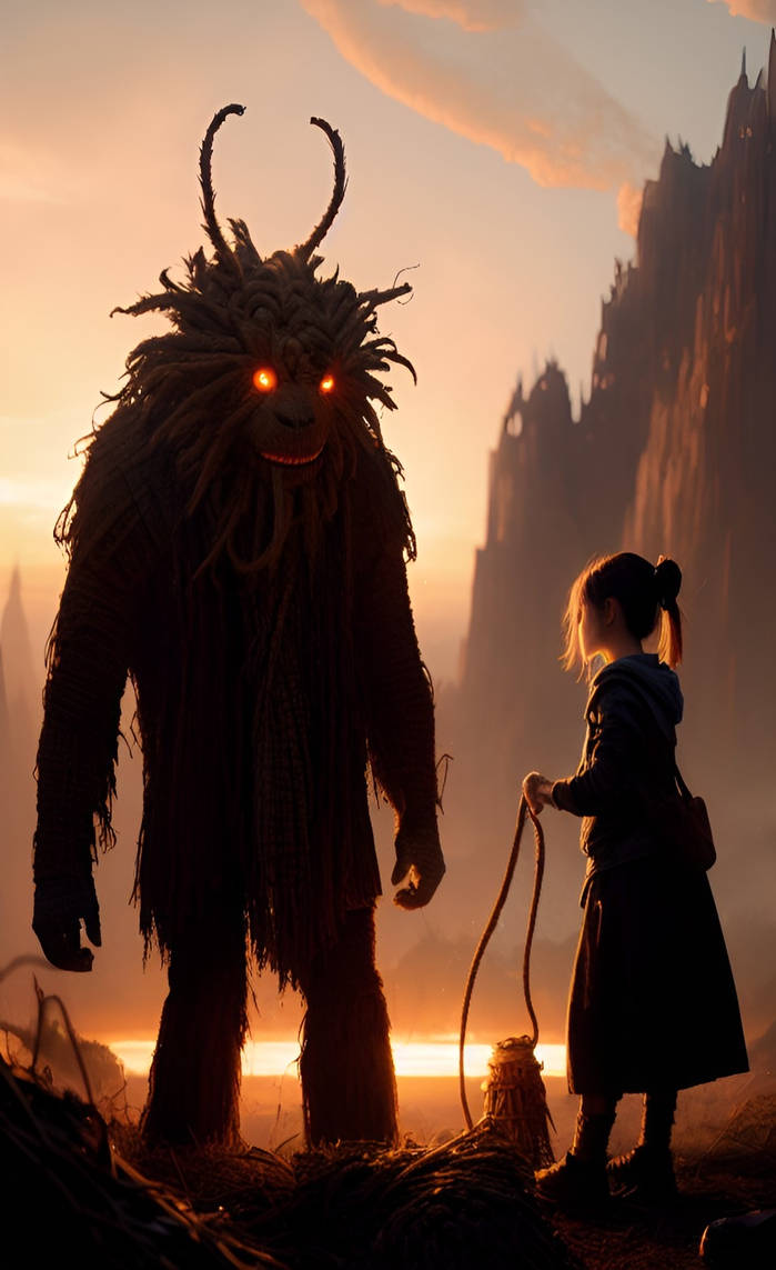 Wicker Creature Meets a Human by Serendigity-Art on DeviantArt