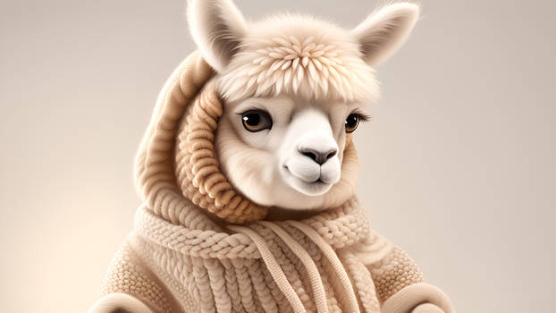 Baby Alpaca Wearing Alpacca Woolens