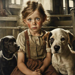 Girl and Dogs