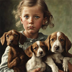 Girl and Dogs