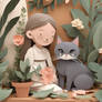 Papercraft Girl and Cat