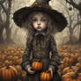 Young Witch with Pumpkins