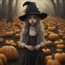 Young Witch with Pumpkins