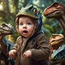 A Toddler in a Dinosaur Hoodle