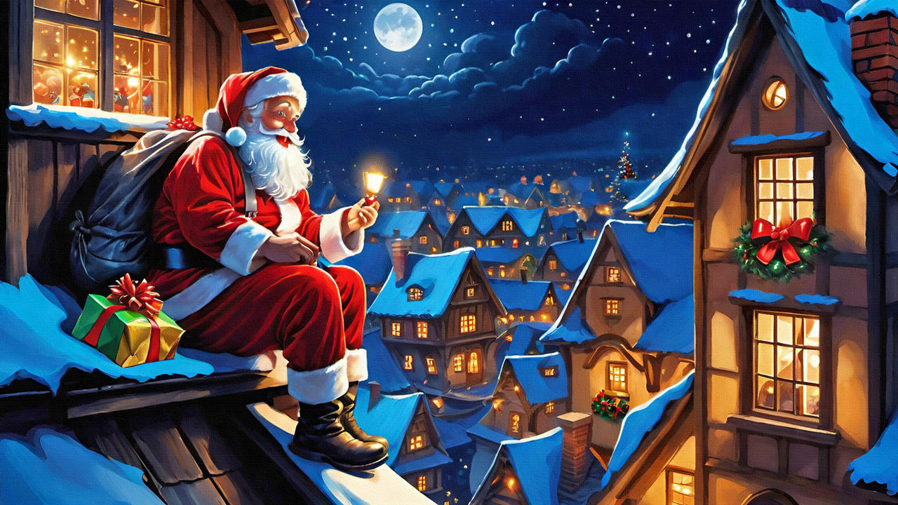 Dimensions Rooftop Santa Santa on the Rooftop by Serendigity-Art on DeviantArt