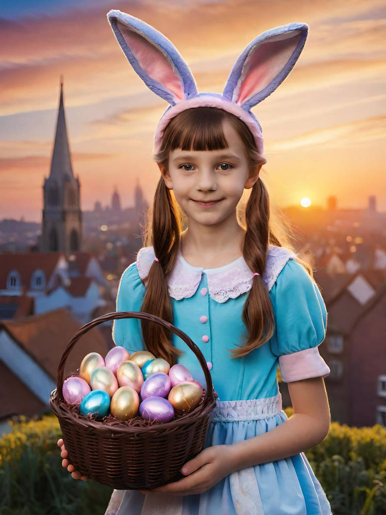 Girl With Rabbit Ears and Easter Eggs by Serendigity-Art on DeviantArt