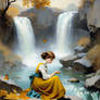 Girl by a Waterfall