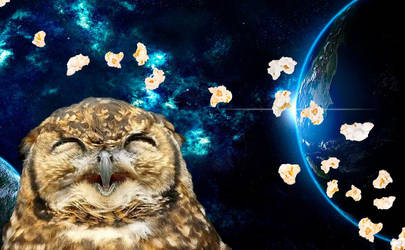 Space and... a Owl with popcorn