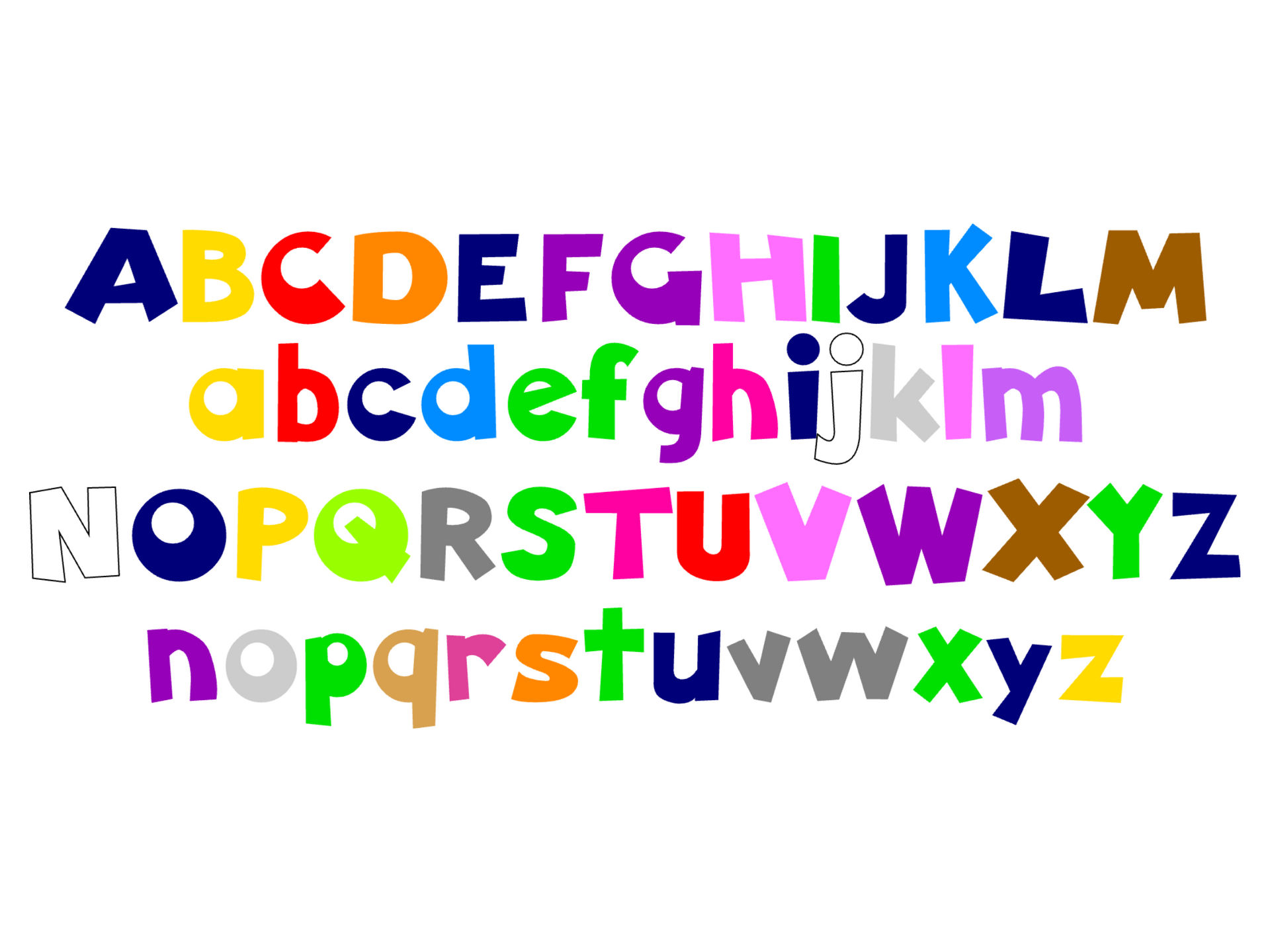 The five cartoon fonts with colors by Zachary13265 on DeviantArt