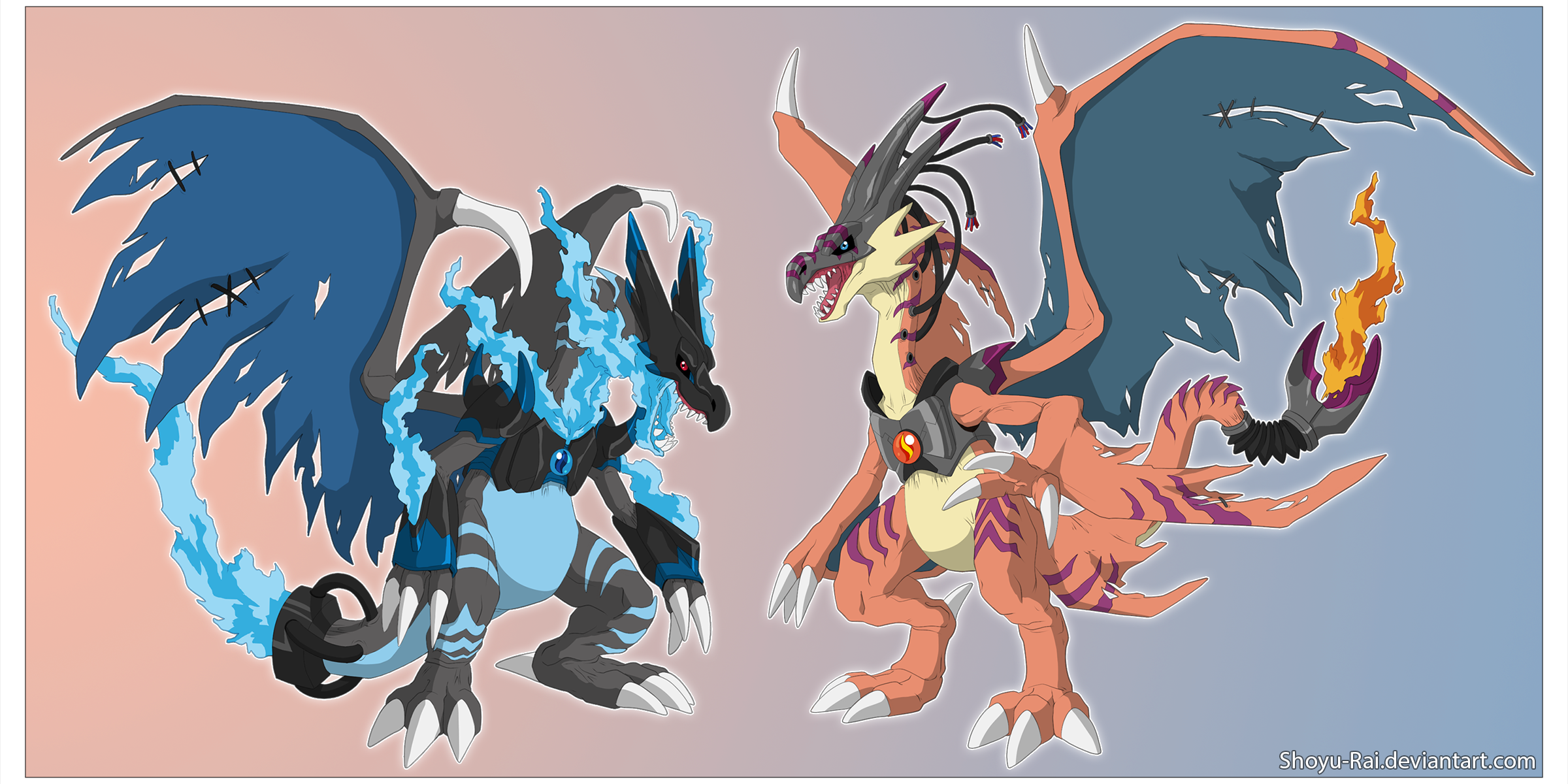 Digimonified: Mega charizard X and Y by Shoyu-Rai on deviantART