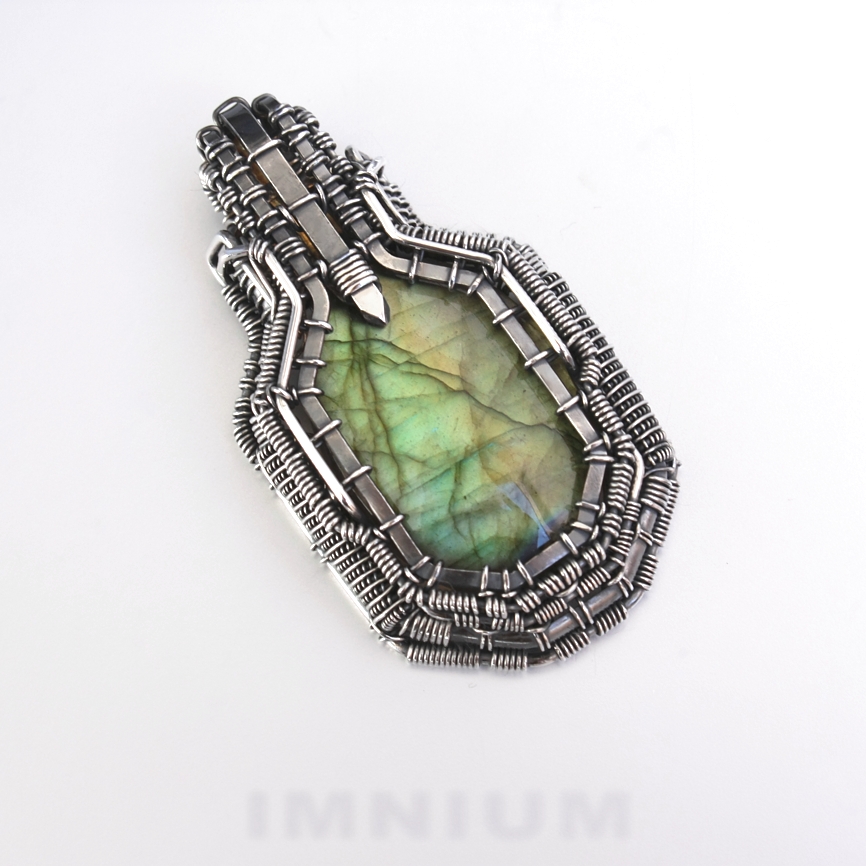 Armored labradorite pendant