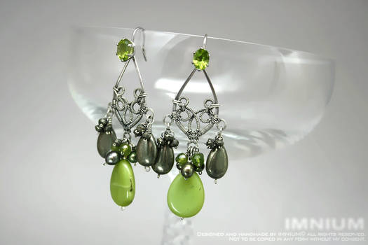 Peridot and green jade earrings
