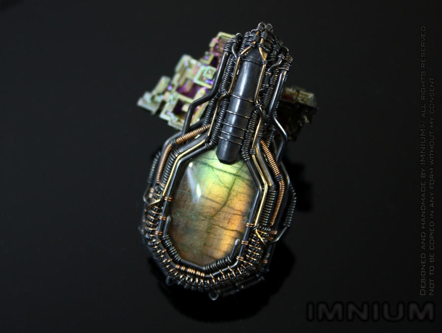 Armored labradorite pendant