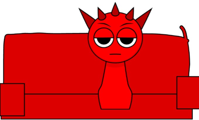 Humanized Raddy Raddy sits on a couch by heelani on DeviantArt