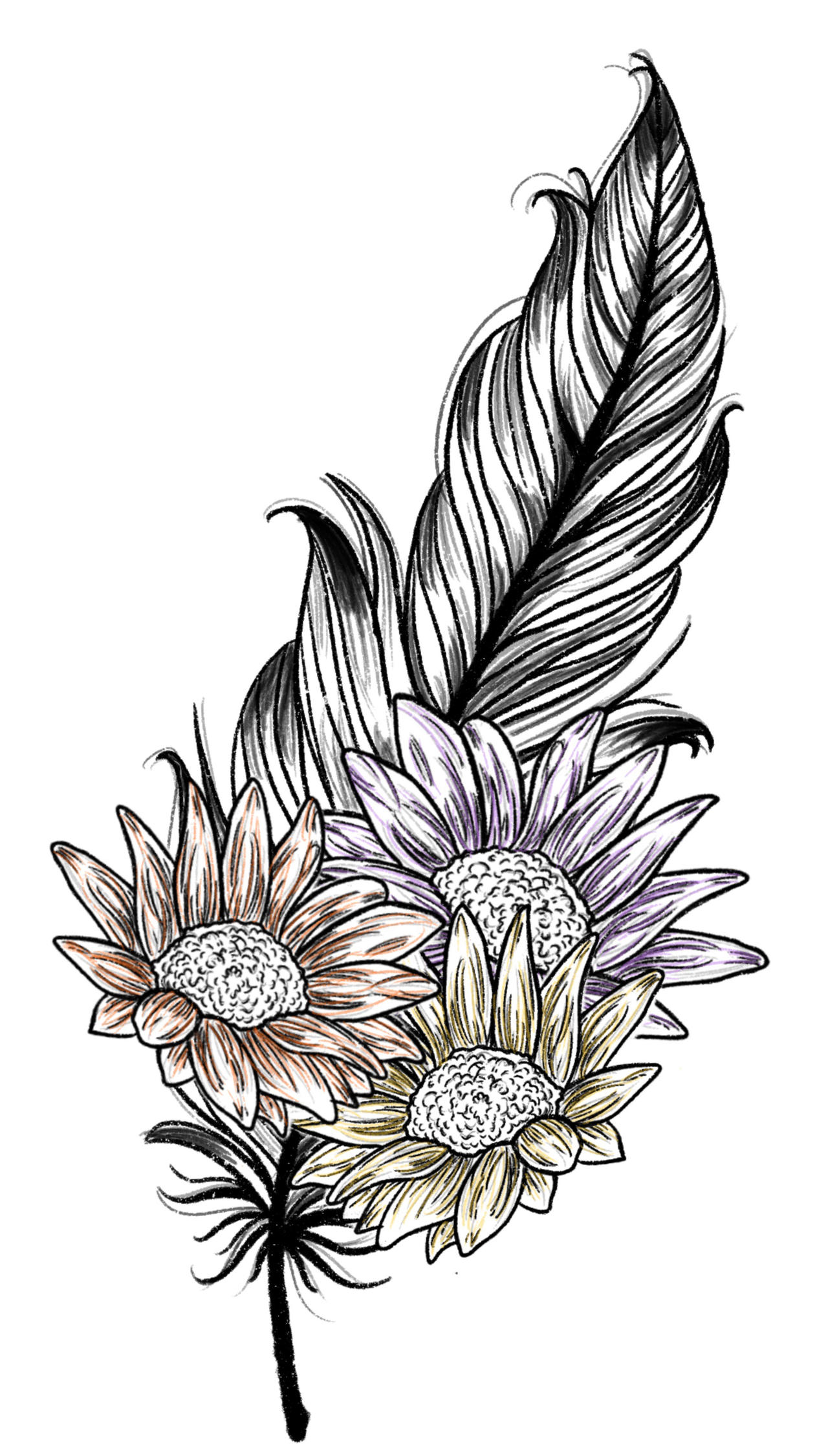 Feather Flower Tattoo V2 by koepkers on DeviantArt